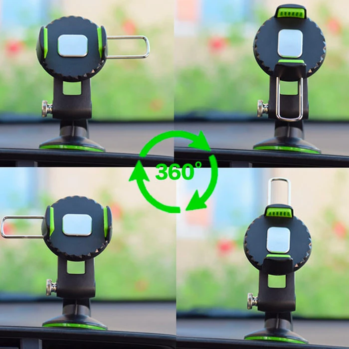 Ally 360 Dönebilen Torpido Üstü Vakumlu Araç Oto Telefon Tutucu-(5775) - Siyah-Yeşil