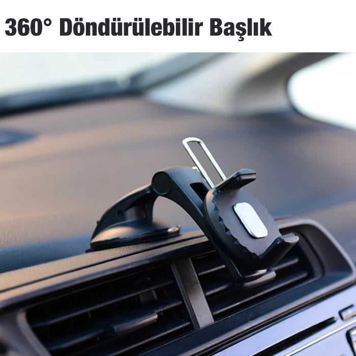 Ally 360 Dönebilen Torpido Üstü Vakumlu Araç Oto Telefon Tutucu-(5775) - Siyah-Yeşil