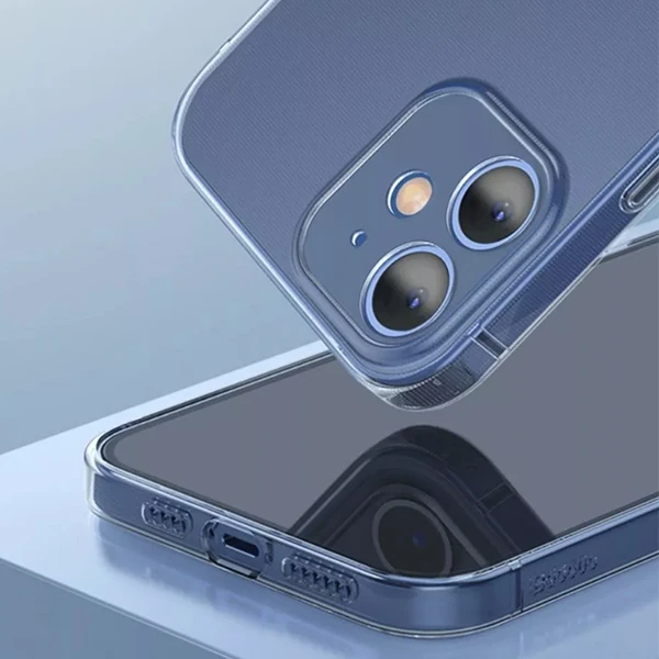 Baseus Simple Case iPhone 12 6.1 İnce Şeffaf Silikon Kılıf Kamera Korumalı-(5775) - Şeffaf 2