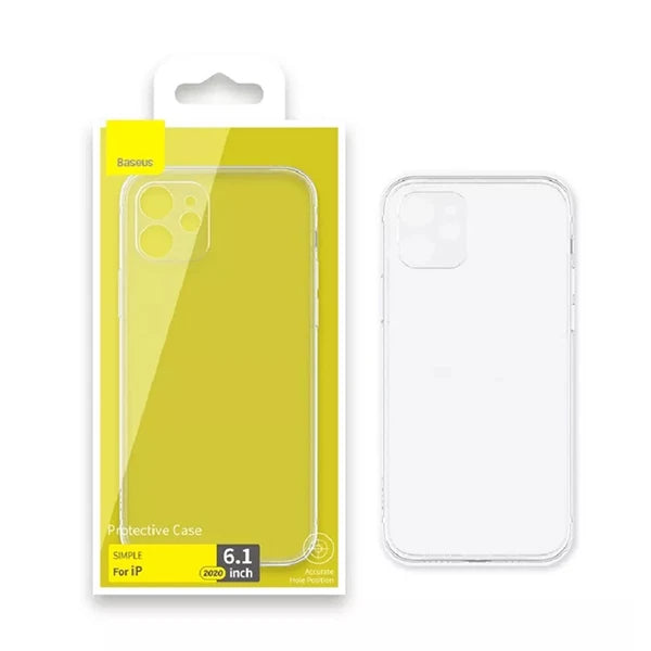 Baseus Simple Case iPhone 12 6.1 İnce Şeffaf Silikon Kılıf Kamera Korumalı-(5775) - Şeffaf 2
