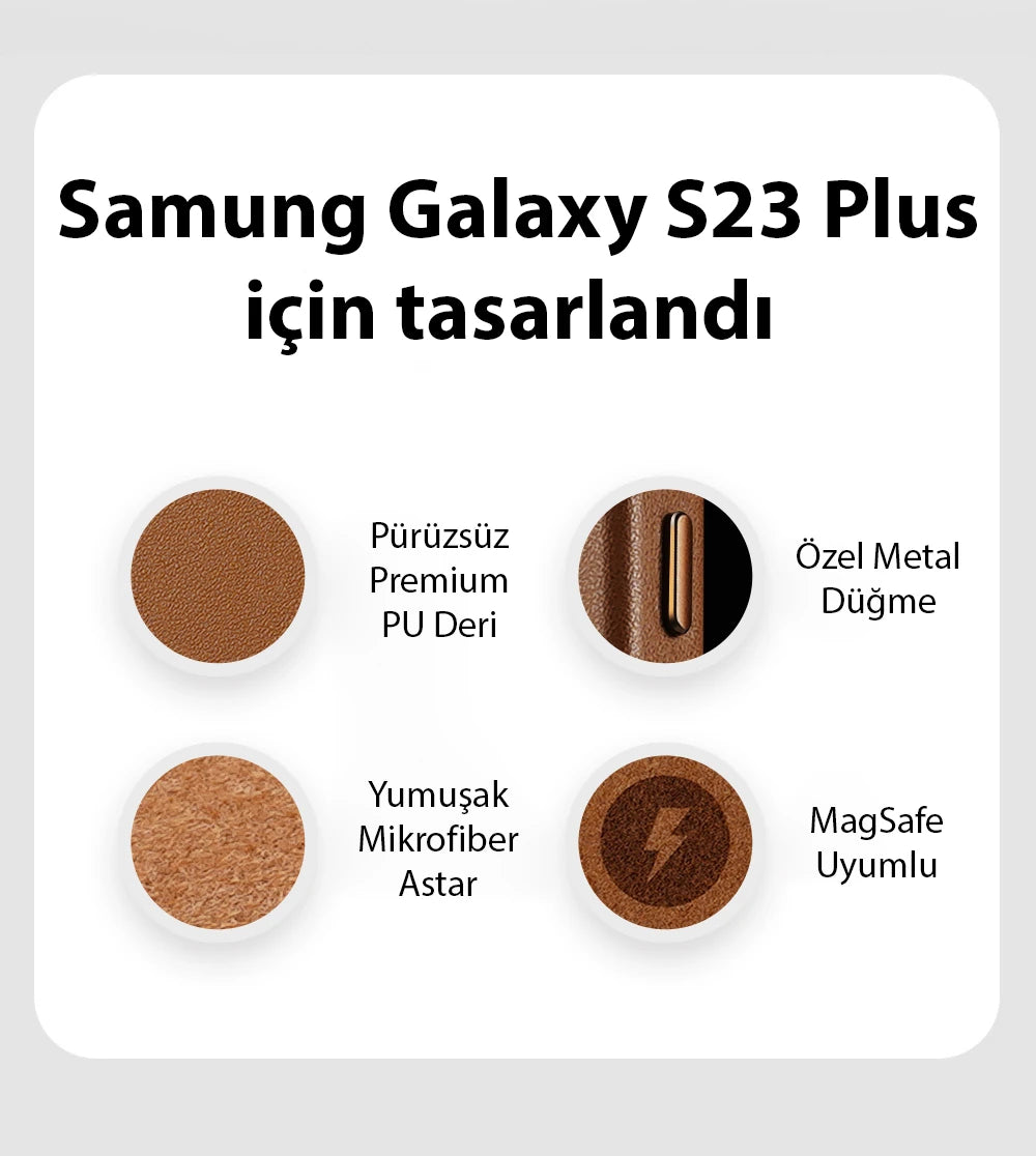 Dux Ducis SM Galaxy S23 Plus Grit Series PU Premium Kılıf-(5775) - Pembe