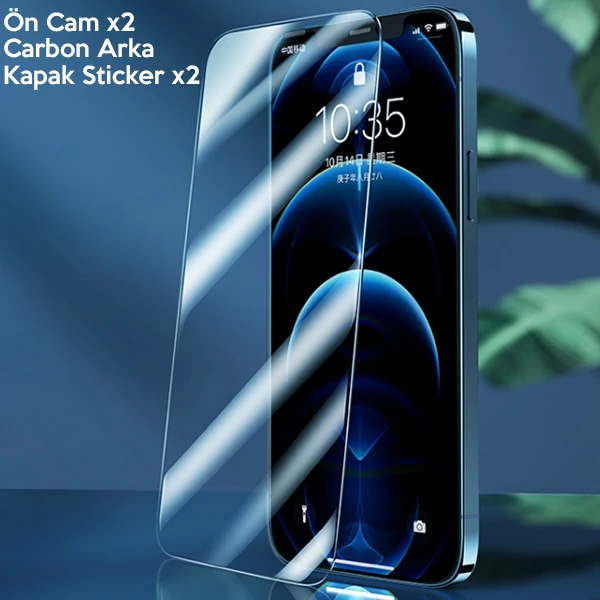GOR İPhone 12 Mini 5.4  Best Full Tempered Cam Ekran Koruyucu 2Adet+Arka Jelatin-(5775) - Şeffaf 2