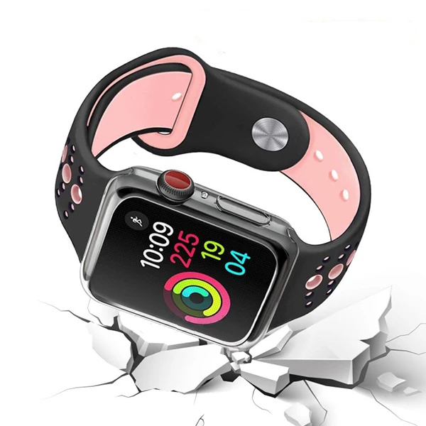 Ally Apple İWatch  44mm 360 Koruma Ultra Slim Silikon Kılıf-(5775) - Rose Gold