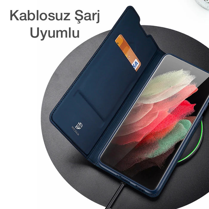 Dux Ducis SM Galaxy S21 Kılıf Kapaklı Flip Cover Kılıf Skinpro Series-(5775) - Siyah
