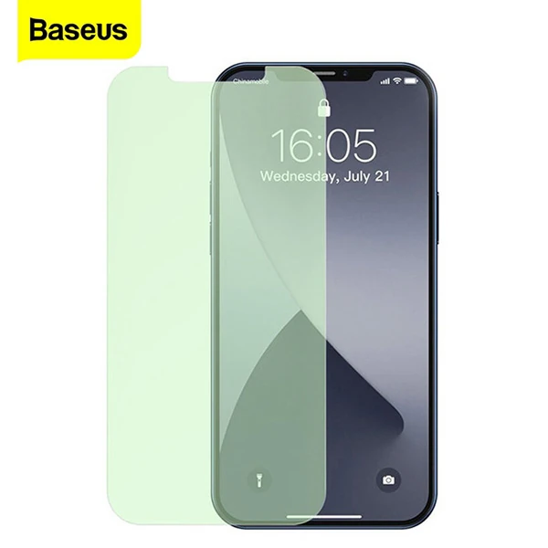 BASEUS  İPhone 12/ 12 Pro 6.1 0.30mm Full Tempered Cam Ekran Koruyucu 2Set Anti-Bluelight-(5775) - Şeffaf 2