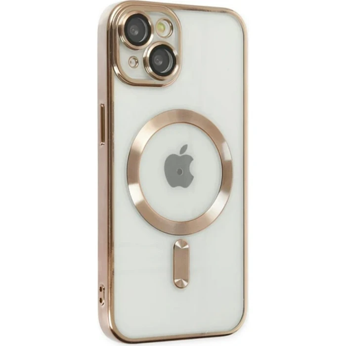 ALLY iPhone 14 6.1inç Renkli Kenar Lazer Çerçeveli Magsafe Uyumlu Silikon Kılıf-(5775) - Gümüş