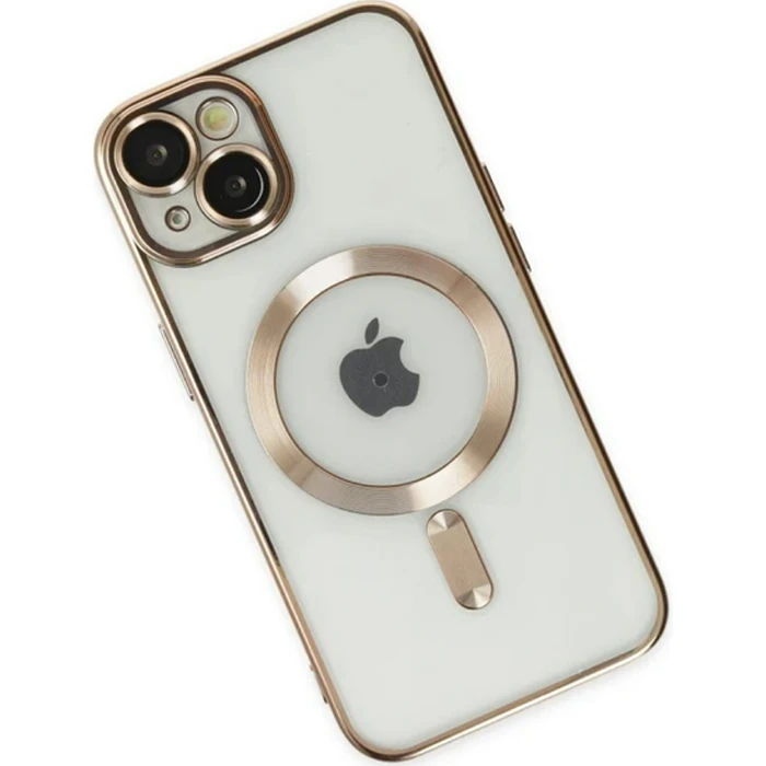 ALLY iPhone 14 6.1inç Renkli Kenar Lazer Çerçeveli Magsafe Uyumlu Silikon Kılıf-(5775) - Gümüş