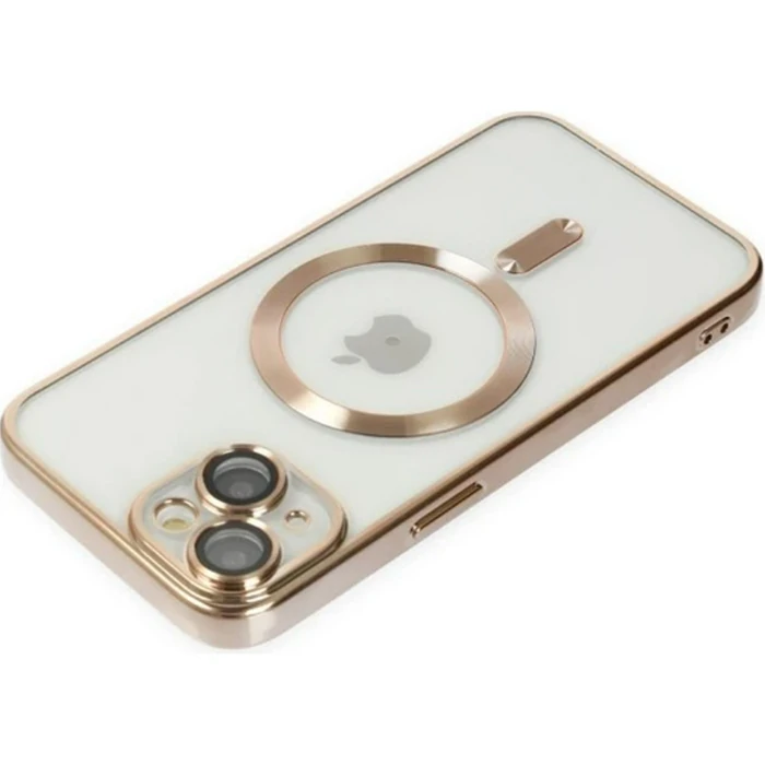 ALLY iPhone 14 6.1inç Renkli Kenar Lazer Çerçeveli Magsafe Uyumlu Silikon Kılıf-(5775) - Gümüş