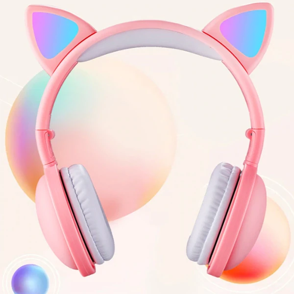 ALLY Kedi Kulak Kulaküstü Bluetooth 5.0 Kablosuz Kulaklık-(5775) - Pembe