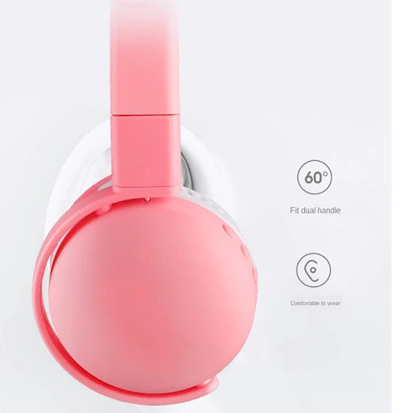 ALLY Kedi Kulak Kulaküstü Bluetooth 5.0 Kablosuz Kulaklık-(5775) - Pembe