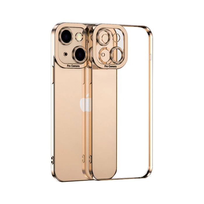 ALLY Fashion Series iPhone 13 6.1inç Kılıf Renkli Kenar Lazer Çerçeveli Silikon Kılıf-(5775) - Gold