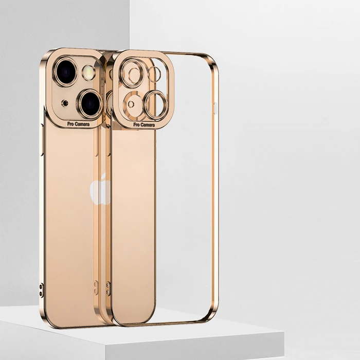 ALLY Fashion Series iPhone 13 6.1inç Kılıf Renkli Kenar Lazer Çerçeveli Silikon Kılıf-(5775) - Gold