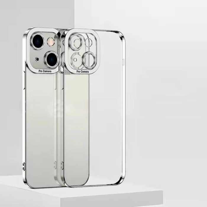 ALLY Fashion Series iPhone 13 6.1inç Kılıf Renkli Kenar Lazer Çerçeveli Silikon Kılıf-(5775) - Gold