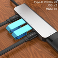 Ally Usb (Type-C to 5in1  Hdtv 2xUSB+2x PD) Hub Adaptör Çoklayıcı-(5775) - Gri
