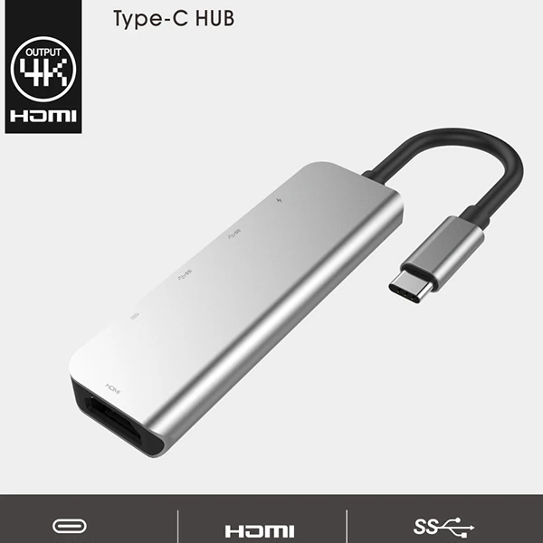 Ally Usb (Type-C to 5in1  Hdtv 2xUSB+2x PD) Hub Adaptör Çoklayıcı-(5775) - Gri