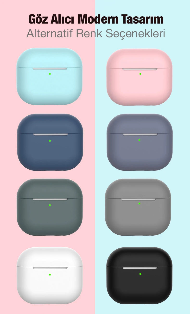 Ally Apple Airpods 3 için Ultra İnce Koruma Silikon Kulaklık Kılıfı-(5775) - Mavi