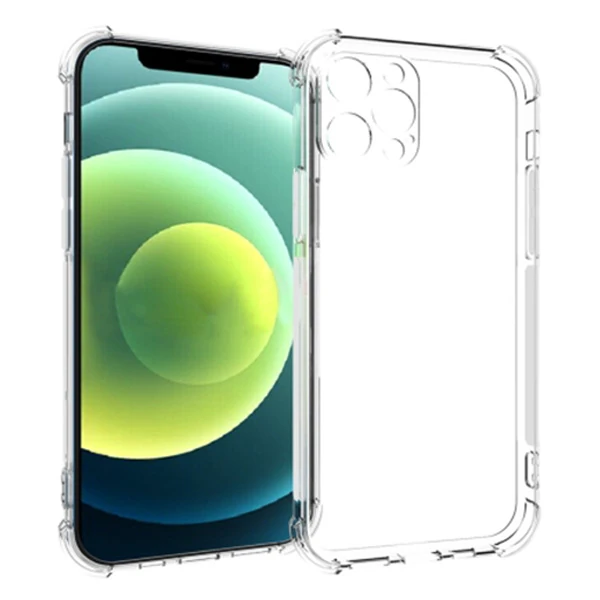 İPhone 12 Pro Max 6.7 Anti-Drop Silikon Kılıf Kamera Korumalı Şeffaf Silikon Kılıf-(5775) - Şeffaf 2