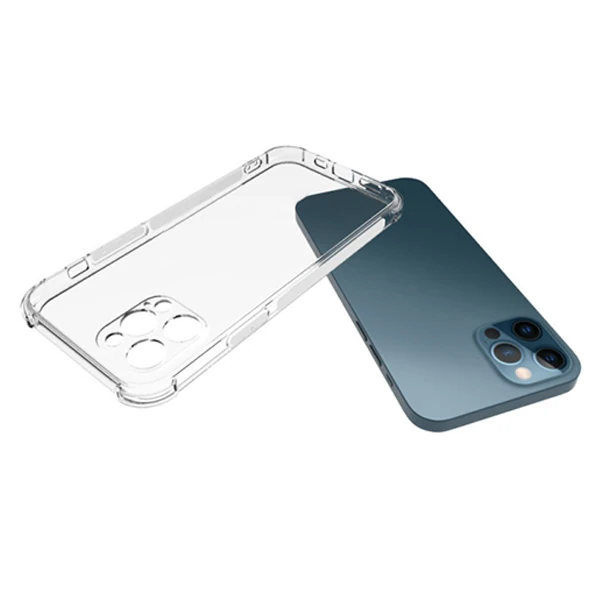 İPhone 12 Pro Max 6.7 Anti-Drop Silikon Kılıf Kamera Korumalı Şeffaf Silikon Kılıf-(5775) - Şeffaf 2