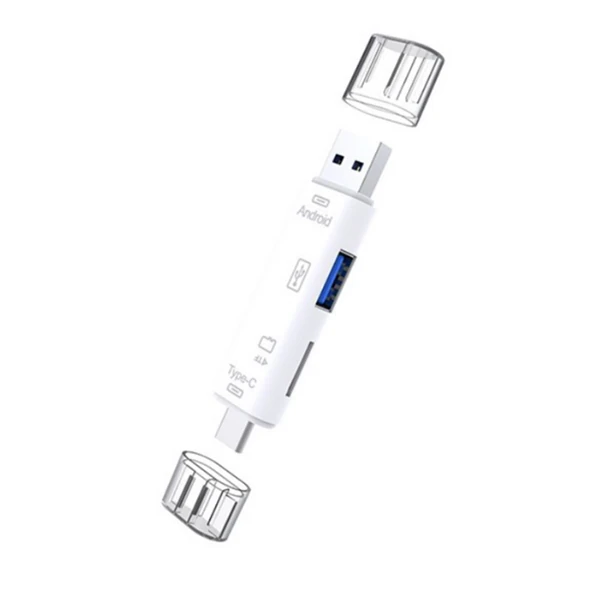 Smart Otg 3in1 Type-C Ve Micro Usb Tf Card Reader Otg-(5775) - Siyah