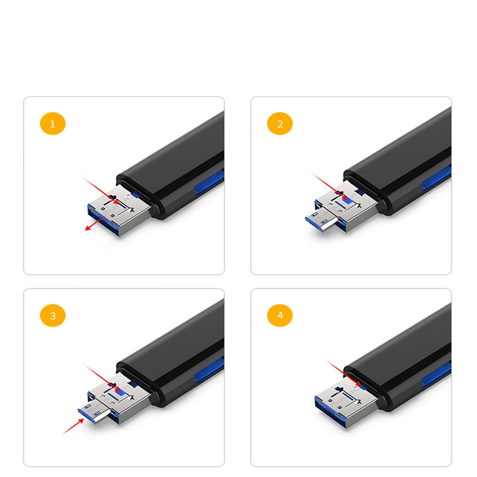 Smart Otg 3in1 Type-C Ve Micro Usb Tf Card Reader Otg-(5775) - Siyah