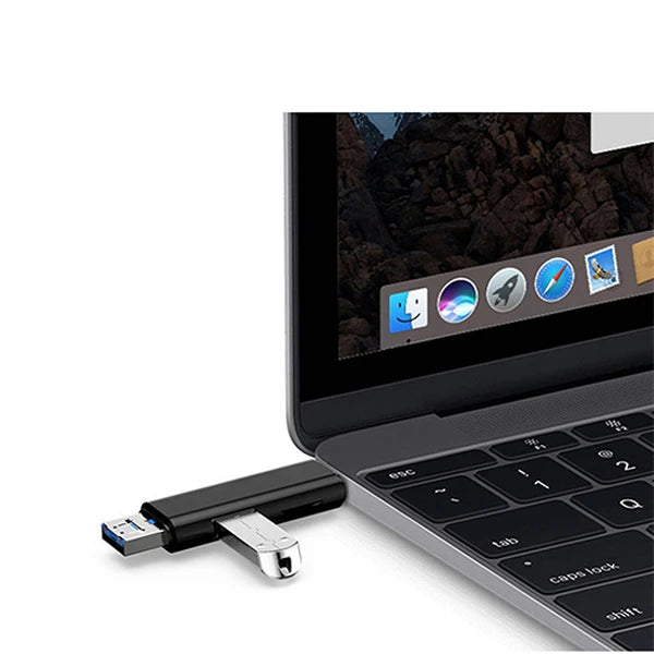 Smart Otg 3in1 Type-C Ve Micro Usb Tf Card Reader Otg-(5775) - Siyah