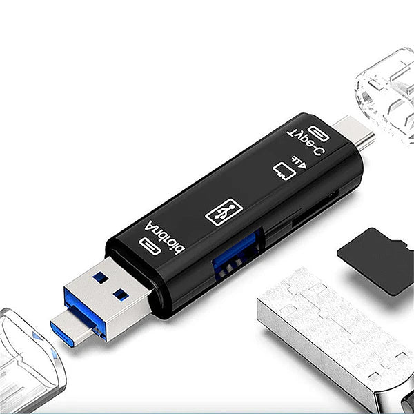 Smart Otg 3in1 Type-C Ve Micro Usb Tf Card Reader Otg-(5775) - Siyah