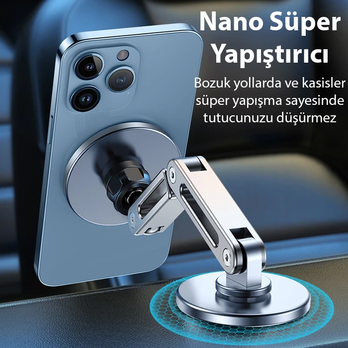 ALLY LF-256 Alüminyum Araç İçi Torpido Üstü Manyetik Telefon Tutucu-(5775) - Gri