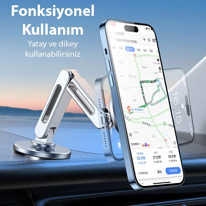 ALLY LF-256 Alüminyum Araç İçi Torpido Üstü Manyetik Telefon Tutucu-(5775) - Gri