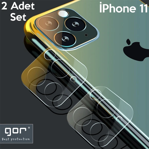 GOR İPhone 11 6.1 inch (2019) Tempered Kamera Koruma Cam 2adet Set-(5775) - Şeffaf 2