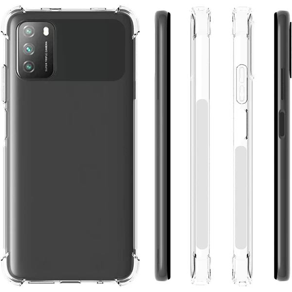 Xiaomi POCO M3 Kamera Korumalı Shockproof Darbe Emici Silikon Kılıf-(5775) - Şeffaf 2
