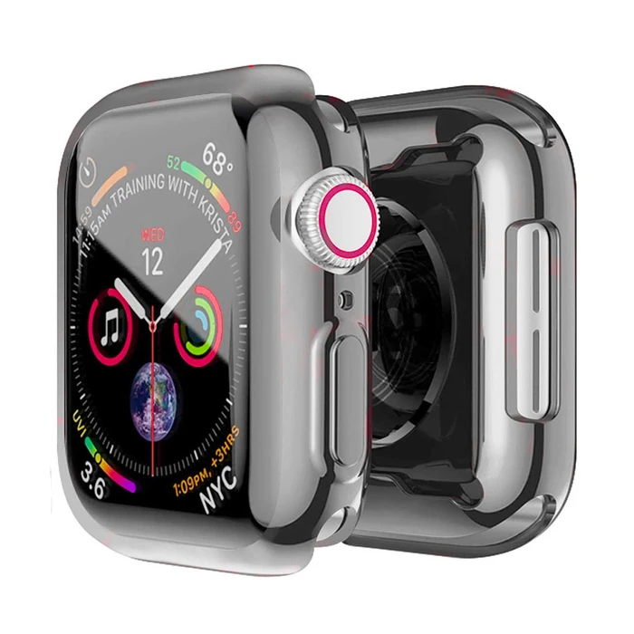 ALLY Apple Watch 7-8 41mm 360 Koruma Ultra Slim Silikon Kılıf-(5775) - Füme