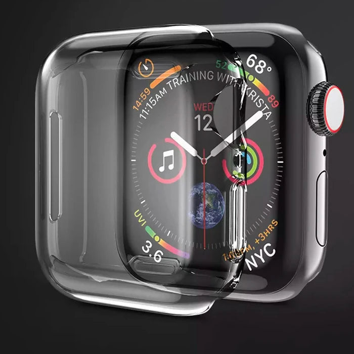 ALLY Apple Watch 7-8 41mm 360 Koruma Ultra Slim Silikon Kılıf-(5775) - Füme