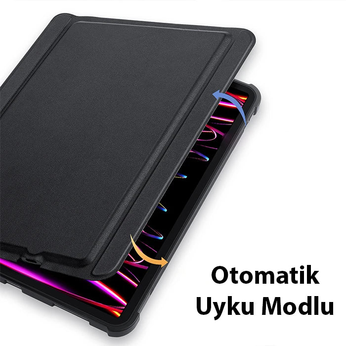 Dux Ducis iPad Pro 12.9 2022/2021/2020 SK Series Kablosuz Bluetooth Klavye Touchpad Kılıf-(5775) - Siyah