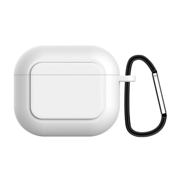 Ally Apple AirPods 3 için Kancalı Ultra İnce Silikon Kulaklık Kılıfı-(5775) - Beyaz