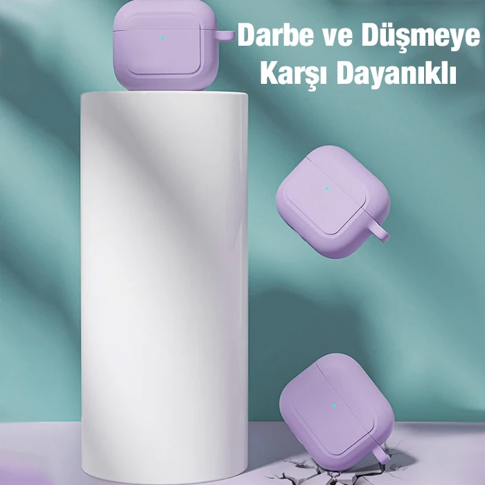 Ally Apple AirPods 3 için Kancalı Ultra İnce Silikon Kulaklık Kılıfı-(5775) - Beyaz