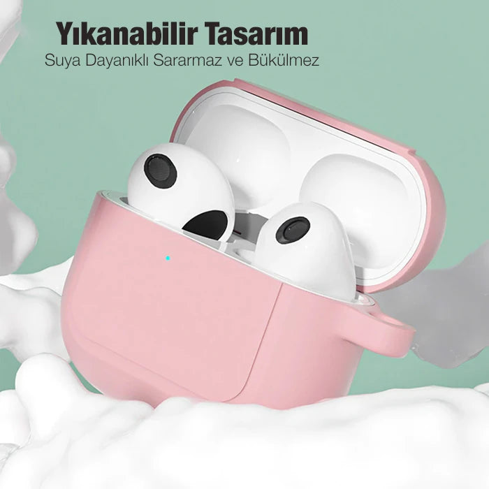 Ally Apple AirPods 3 için Kancalı Ultra İnce Silikon Kulaklık Kılıfı-(5775) - Siyah