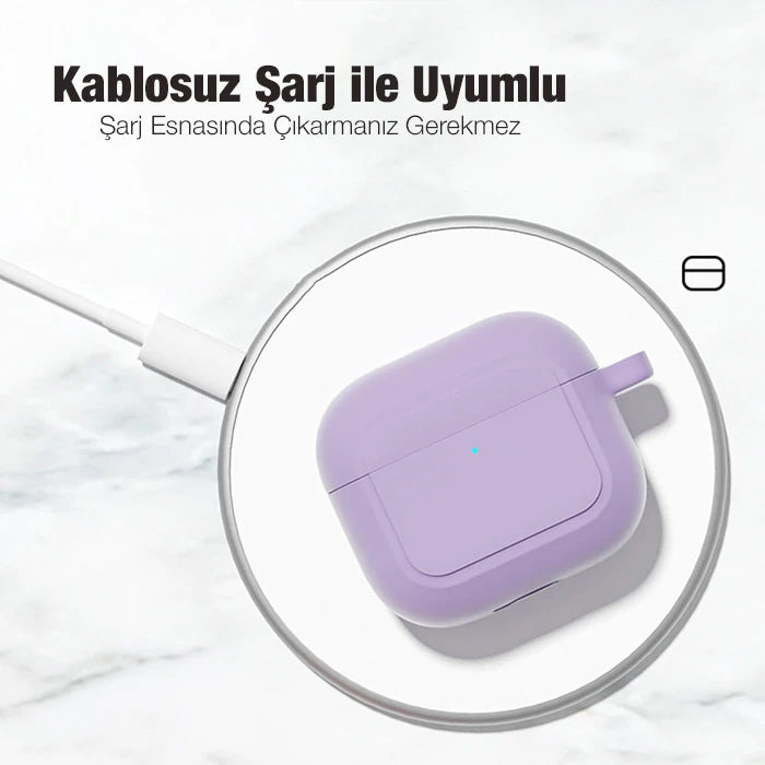Ally Apple AirPods 3 için Kancalı Ultra İnce Silikon Kulaklık Kılıfı-(5775) - Siyah