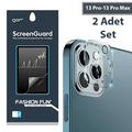 GOR İPhone 13 Pro 13 Pro Max 3D Tempered Cam Kamera Koruyucu 2Adet Set-(5775) - Şeffaf 2