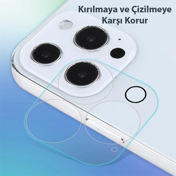 GOR İPhone 13 Pro 13 Pro Max 3D Tempered Cam Kamera Koruyucu 2Adet Set-(5775) - Şeffaf 2