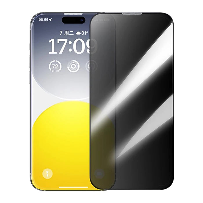 Baseus iPhone 15 Plus Privacy Hayalet Full Koruma Tempered Cam Ekran Koruyucu-(5775) - Şeffaf 2