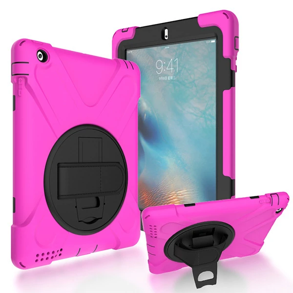 İPad 2/İPad 3/İPad 4/Shockproof 3 Katmanlı Standlı Zırh Kılıf-(5775) - Pembe