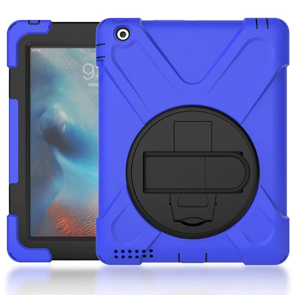 İPad 2/İPad 3/İPad 4/Shockproof 3 Katmanlı Standlı Zırh Kılıf-(5775) - Pembe