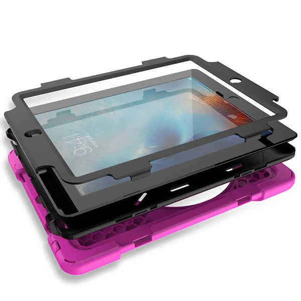 İPad 2/İPad 3/İPad 4/Shockproof 3 Katmanlı Standlı Zırh Kılıf-(5775) - Pembe