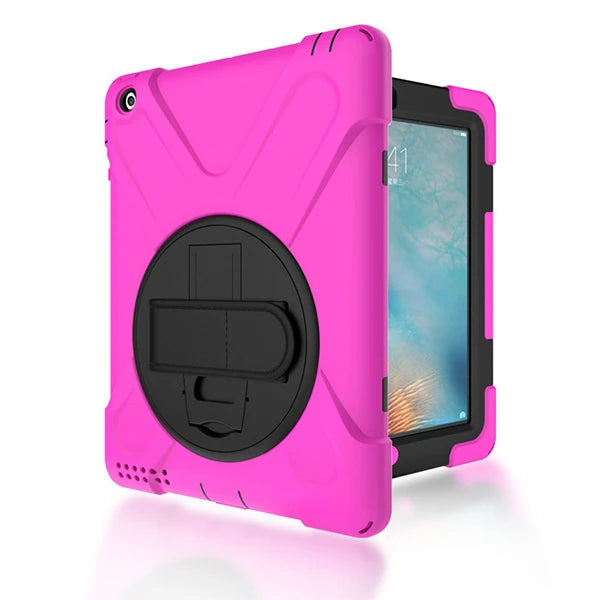 İPad 2/İPad 3/İPad 4/Shockproof 3 Katmanlı Standlı Zırh Kılıf-(5775) - Pembe