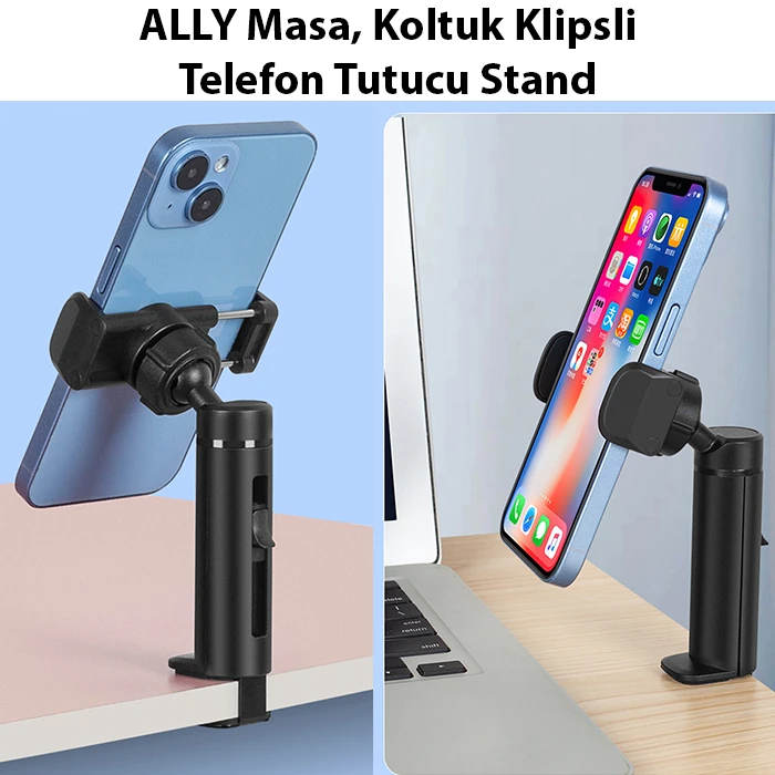 ALLY Masa Koltuk Klipsli Telefon Tutucu Stand-(5775) - Siyah