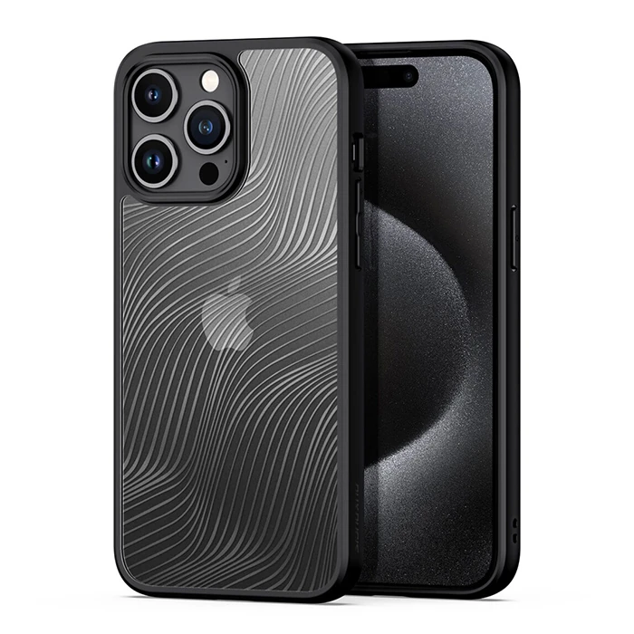 Dux Ducis iPhone 15 Pro Max Aimo Series Premium Buzlu Sert PC-TPU Kılıf-(5775) - Siyah