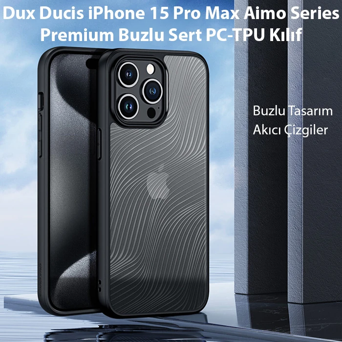 Dux Ducis iPhone 15 Pro Max Aimo Series Premium Buzlu Sert PC-TPU Kılıf-(5775) - Siyah