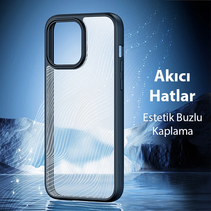 Dux Ducis iPhone 15 Pro Max Aimo Series Premium Buzlu Sert PC-TPU Kılıf-(5775) - Siyah