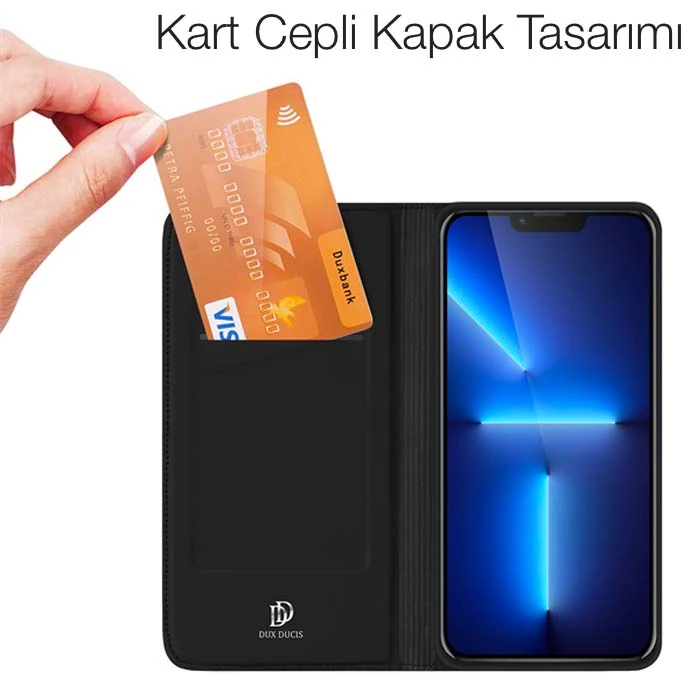 Dux Ducis iPhone 13 Pro Max 6.7inç Kılıf Kapaklı Flip Cover Kılıf SkinPro Series-(5775) - Rose Gold