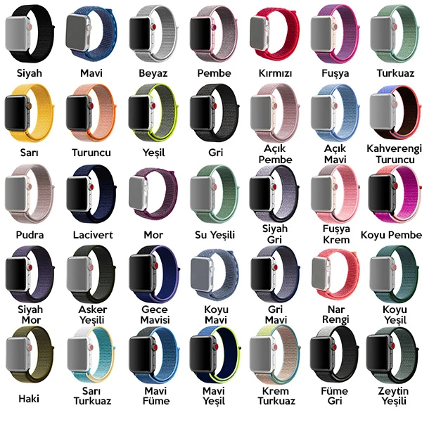 Ally Apple Watch 7-8 45mm 6-5-4 44mm Watch Ultra 49mm Kayış Kordon Spor Loop 3-2-1 42mm-(5775) - Mavi